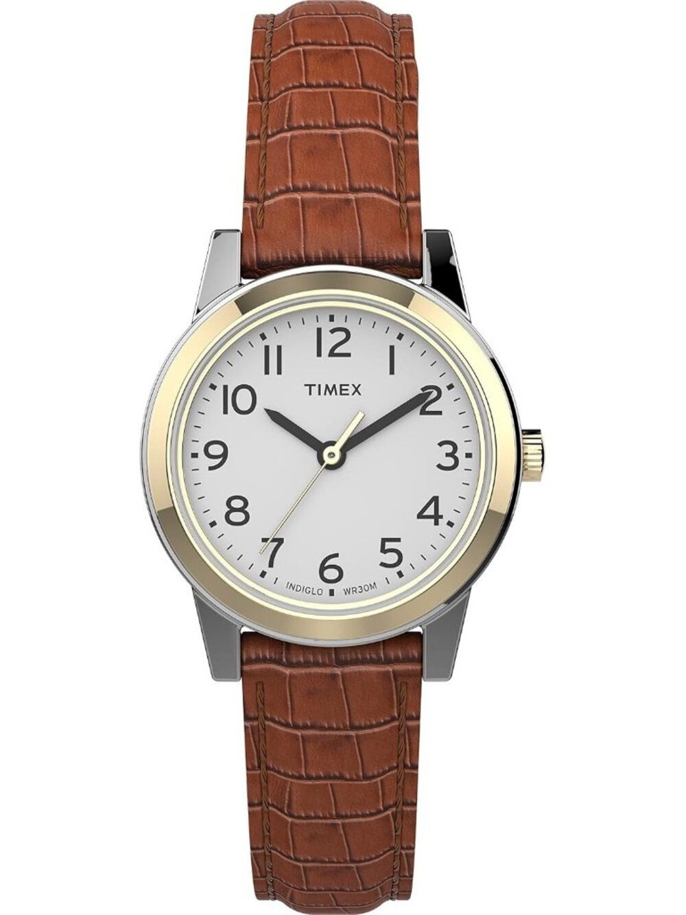 Women's Brown/Two-Tone/White Adjustable Strap Mineral Glass Crystal Wrist Watch